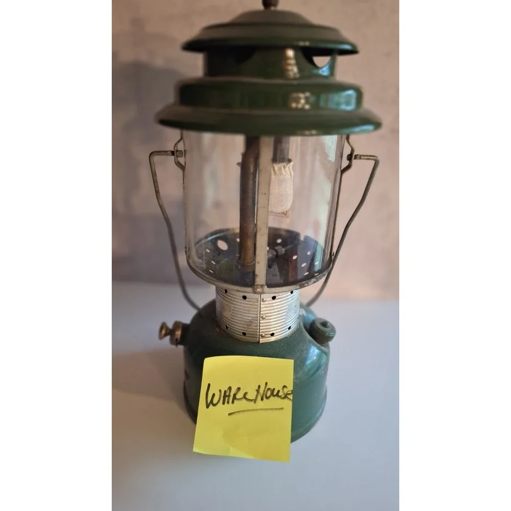 Coleman Lantern 220F Dated Feb 1966 Double Mantle Green Camping Vintage USA